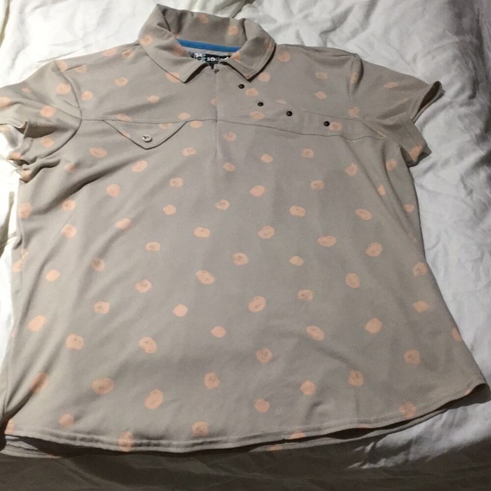 Jamie Sadock m tAupe peach polo type shirt worn 1